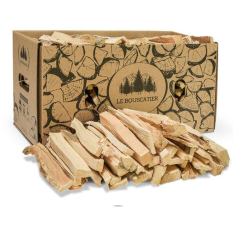 Bois d'allumage feuillus 20L – Chêne et hêtre ultra sec pour cheminée, poêle, barbecue – Allumage rapide et efficace
