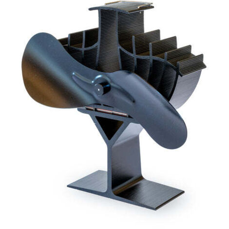 Ventilateur de poêle à bois 21 cm – Double puce thermique sans électricité – Débit d'air 248 m³/h – Gant anti-chaleur et thermomètre offerts