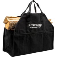 Sac de transport bois de chauffage, robuste et résistant pour bûches - 60x46x26cm de 50L. Panier multi usage extra large, accessoire pour poêle, cheminée insert ou brasero barbecue -Noir