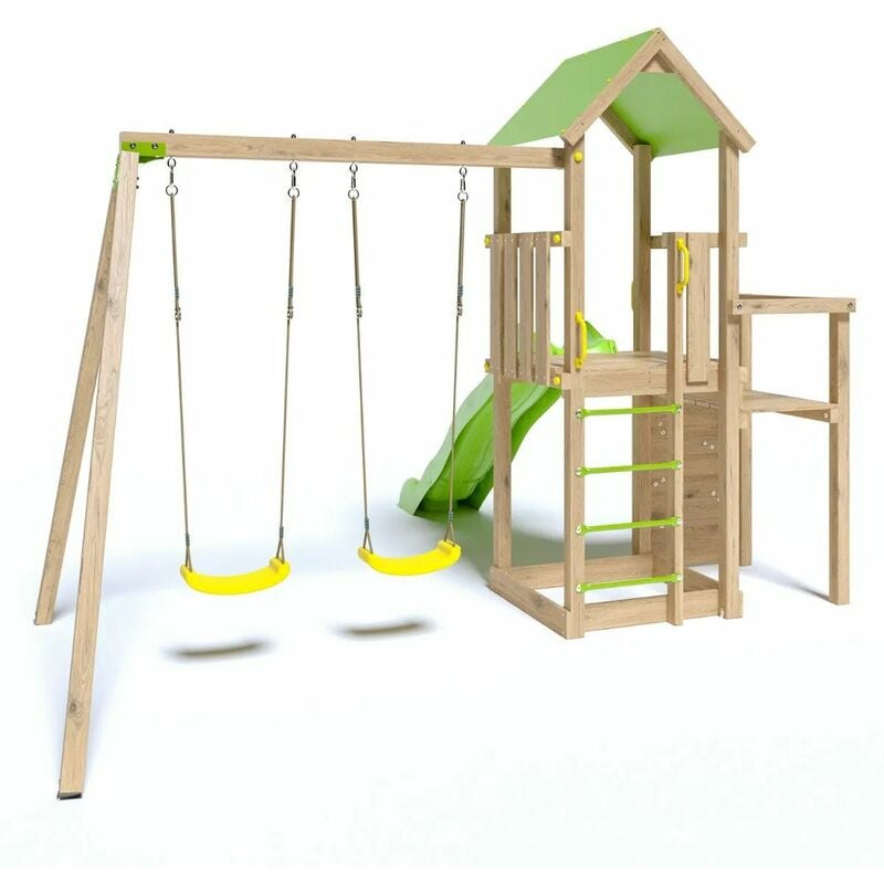 Aire de jeux en bois ULTRA XPERIENCE - TRIGANO JARDIN - Mur d'escalade,  toboggan et balançoires - 8 enfants - Cdiscount Jeux - Jouets