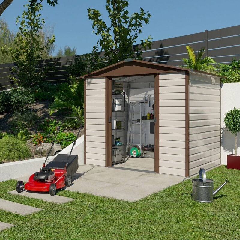 Abri jardin métal aspect bois 10,46 m2 Yardmaster + kit d'ancrage inclus :  TRIGANO Store