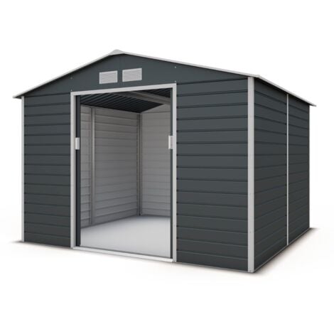Abri de jardin métal anthracite 6,5 m² + kit d'ancrage