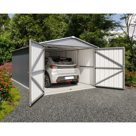 Garage Métal Gris Yardmaster 14 M² + Kit D'ancrage