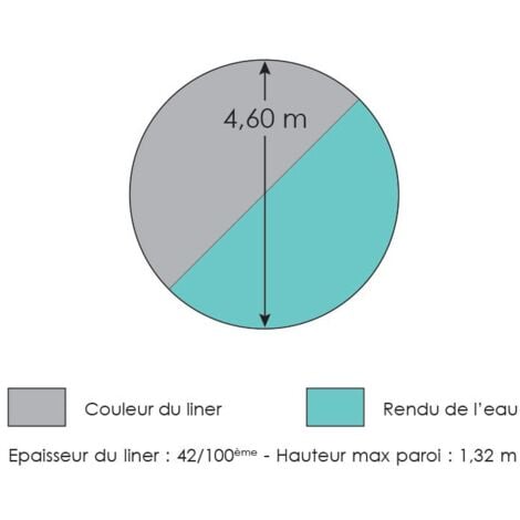 Liner gris pour piscine métal intérieur Diam 4,60 x 1,32 m