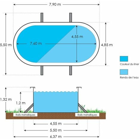 Piscine hors-sol en acier blanc 7,60 x 3,90 m - SAPHIR