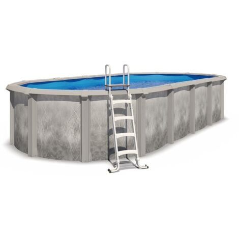 Piscine hors sol acier et résine ovale 7,30 x 3,65 x 1,32 m gris dégradé LIBERTY