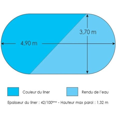 Liner bleu pour piscine métal intérieur 4,90 x 3,70 x 1,32 m