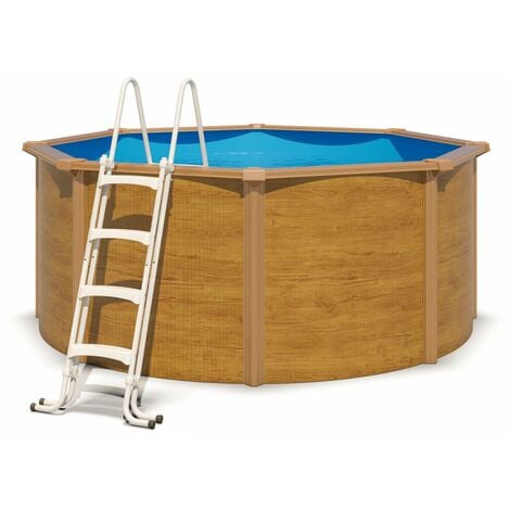 Piscine métal hors sol aspect bois de 6,40 x 3,95 x 1,32 m - Trigano Jardin  - pi9525