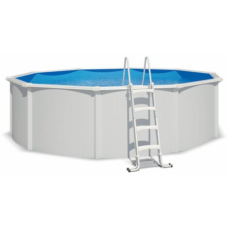 Piscine hors sol acier aspect bois ronde MAURITIUS, 460 x 132 cm