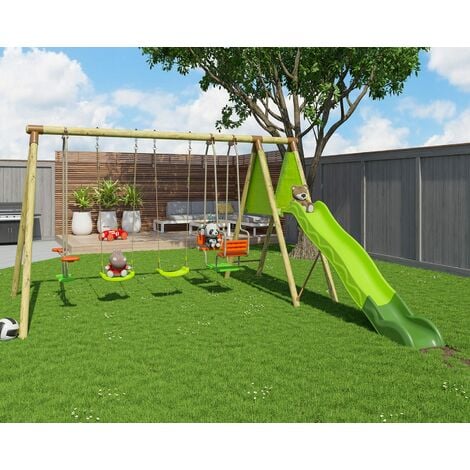 Portique En Bois Talvi Trigano 2 30 M Toboggan 7 Enfants