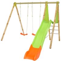 Balançoire en bois poutre métal 2,30 m Techwood ARROBA - 4 enfants