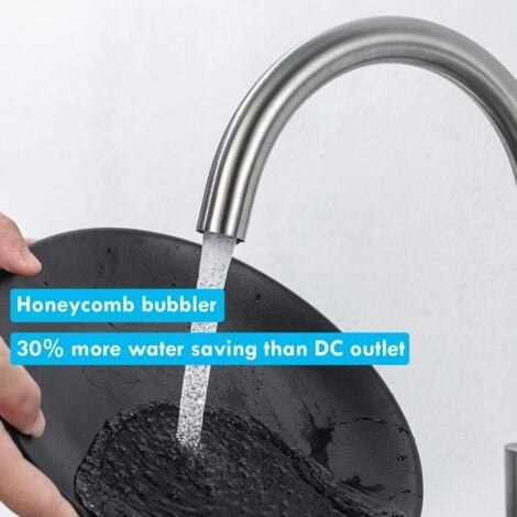 ONECE Grifo de Cocina con Giratoria 360 °, Salida de Agua Alta, Grifos para Fregadero con Ángulo de Caño de Agua Cómodo, Mezclador Monomando Cepillado, Aireador Extraíble