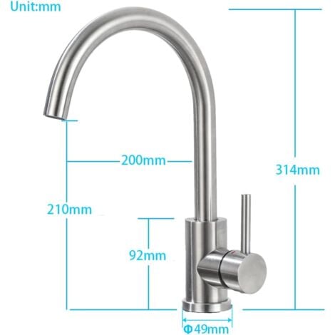 ONECE Grifo de Cocina con Giratoria 360 °, Salida de Agua Alta, Grifos para Fregadero con Ángulo de Caño de Agua Cómodo, Mezclador Monomando Cepillado, Aireador Extraíble