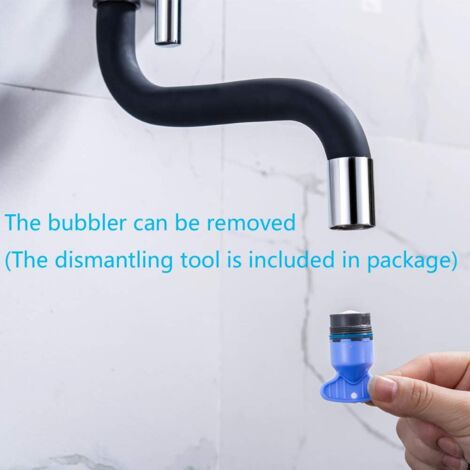 ONECE Grifo de Pared para Cocina Negro, Grifos Cocina Monomando Fregadero Giratorio a 360​°, Aireador Extraíble, Agua Fría y Caliente, Acero Inoxidable 304, Diseño de Silicona Anti Escaldado