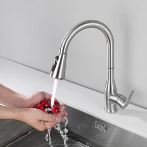 ONECE Grifo Cocina Extraíble con 3 Modos, Mezclador de Fregadero con Caño Giratorio 360°, Grifería Monomando Cocina con Ducha Extensible, Acero Inoxidable 304, Agua Fría y Caliente, Cepillado