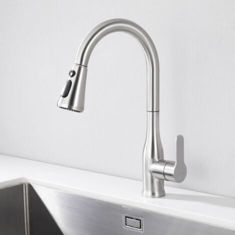 ONECE Grifo Cocina Extraíble con 3 Modos, Mezclador de Fregadero con Caño Giratorio 360°, Grifería Monomando Cocina con Ducha Extensible, Acero Inoxidable 304, Agua Fría y Caliente, Cepillado