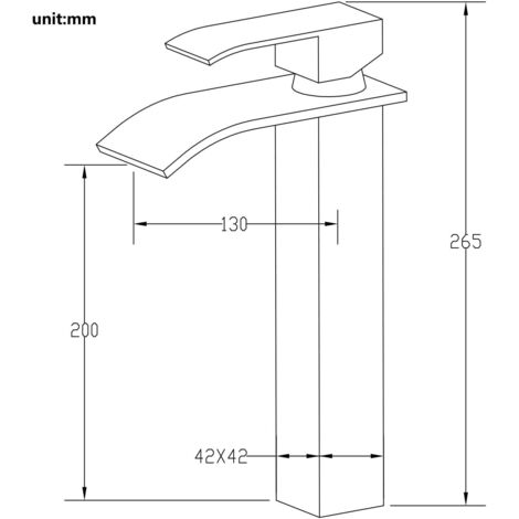 ONECE Grifo Lavabo de Cascada Alto, Grifo Lavabo Oro de Encimera, Grifos Mezclador de Baño de Acero Inoxidable 304, Grifo Monomando de Lavabo Caño Alto, Agua Fría y Caliente, Sin Plomo, Oro Cepillado