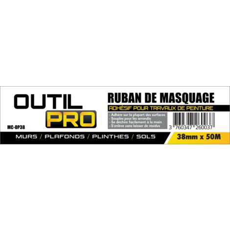 Adhésif de masquage OUTILPRO ruban travaux peinture 38 mm x 50 m