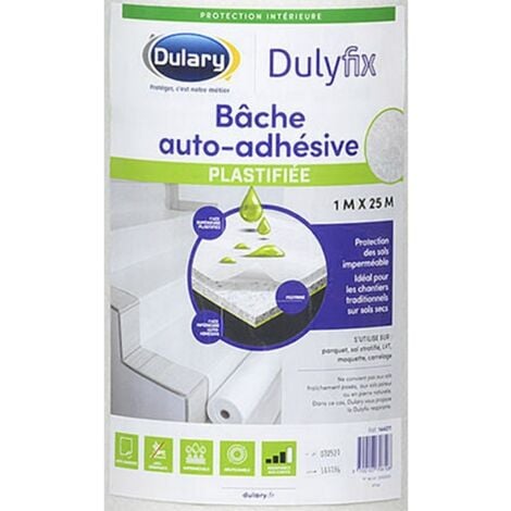 DULYFIX bâche de protection auto-adhésive plastifiée 25 m x 1 m - Lot x3