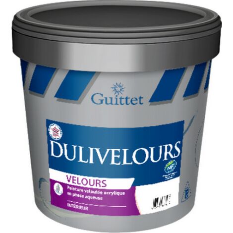 Guittet – Peinture acrylique veloutée 3L – Finition velours lessivable – Pouvoir garnissant élevé – Pour murs et plafonds blancs (1/2)