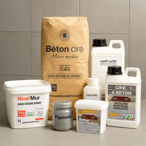 Kit béton ciré sur CARRELAGE MURAL 5 m² - application facile, rapide et ...