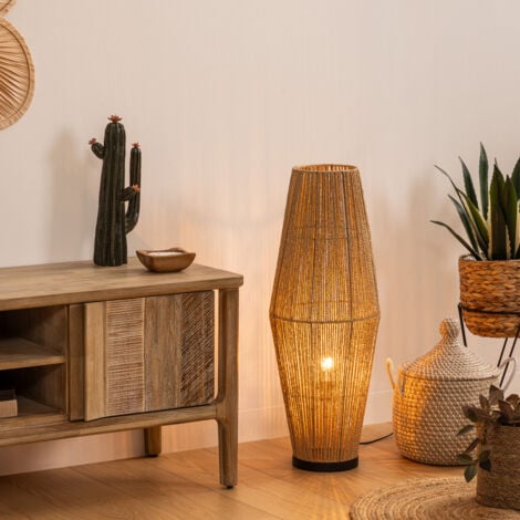 Lampadaire "Aissa" en papier - Beige - H 80 x D 30 cm - Livraison gratuite