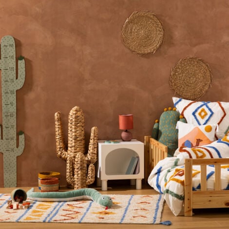 Cactus en jacinthe tressée Haci – Sculpture décorative beige, dimensions 38,5 x 16,5 x 75 cm – Livraison gratuite