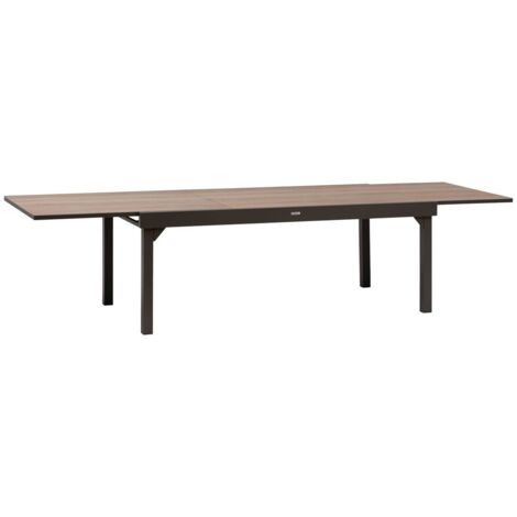Table de jardin extensible Piazza houblon & tonka 12 places en aluminium traité époxy - Hespéride