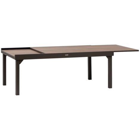 Table de jardin extensible Piazza houblon & tonka 12 places en aluminium traité époxy - Hespéride