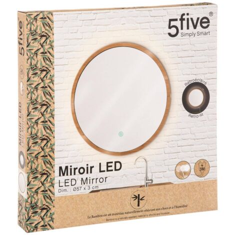 Miroir rond à led 57cm bambou - 5five