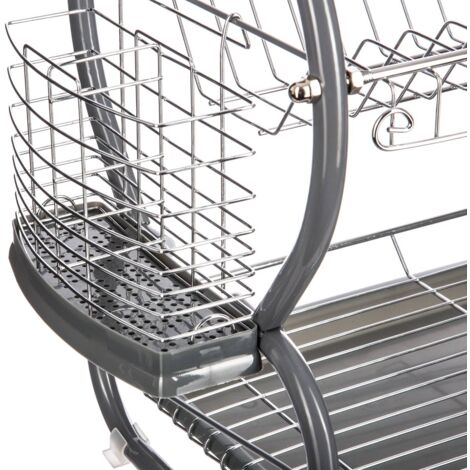 Égouttoir métal 2 niveaux avec plateau gris - 5five