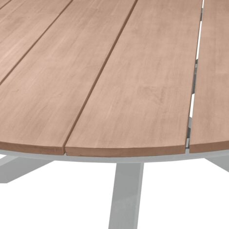 Mesa de jardín redonda oriengo acacia y blanco - 8 asientos - Hespéride