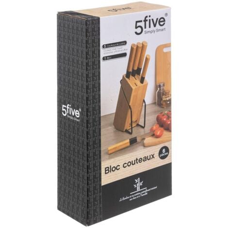 5five - blocco da 5 coltelli in bambù nero