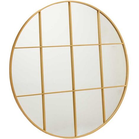Miroir Mural Rond Ancien - Métal Doré Couronne De Laurier - 46cm X 45cm