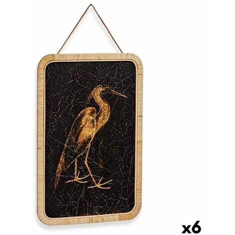 Tableau Mural Vintage Années 50/60 – Héron En Palissandre – Placage Bois – 36x14 Cm