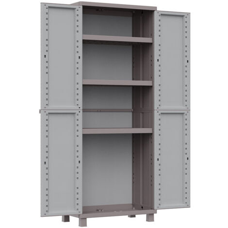 Interiax Meuble De Rangement 'Amelie' 2 Portes Et 4 étagères Chêne Gris (180x80x40cm