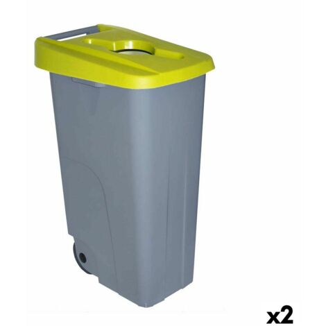 Poubelle à Roulettes Denox 110L - Jaune - Polypropylène - Pour Recyclage