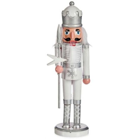 Figurine Décorative Casse-Noisette Blanc Argenté Plastique 9,5 x 28,5 x 7,5 cm (12 Unités)