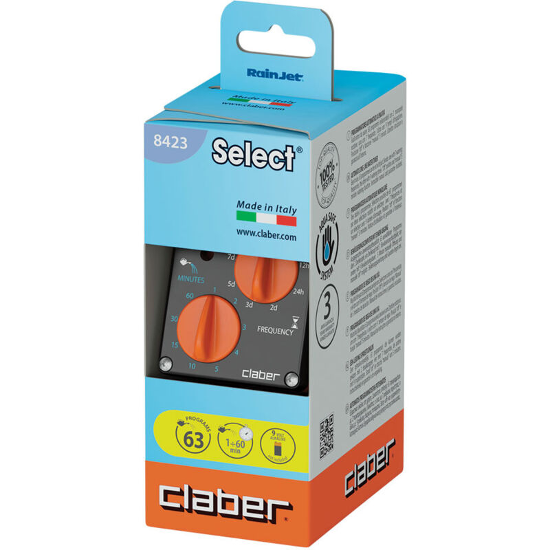 Programmateur D'arrosage Claber Aquauno Select - Une Voie, Facile à Programmer, Pour Robinet De Jardin