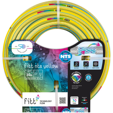 FITT NTS YELLOW 1/2" (12,5mm) 30 m - Tuyau d'Arrosage pour Jardins pour Utilisation Intensive, Robuste et malléable, pour Usage intensif (1/3)