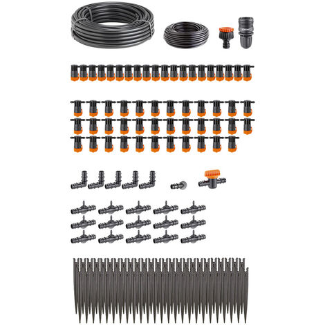 Claber – Kit d’irrigation goutte à goutte pour terrasse – Arrosage jusqu’à 50 plantes – Tuyau capillaire 25m et goutteurs réglables – Installation facile