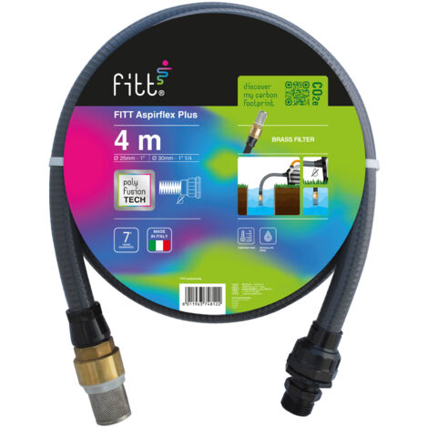 Fitt – Tuyau d'aspiration 4 m – Compatible pompes de drainage et irrigation – Technologie Polyfusion pour étanchéité – Filtre en laiton (1/4)