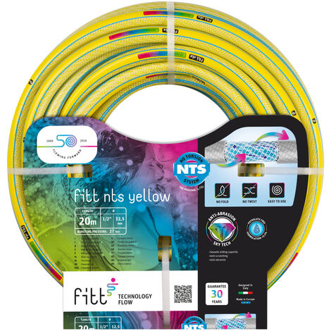 FITT NTS YELLOW 1/2" (12,5mm) 20 m - Tuyau d'Arrosage pour Jardins pour Utilisation Intensive, Robuste et malléable, pour Usage intensif (1/3)