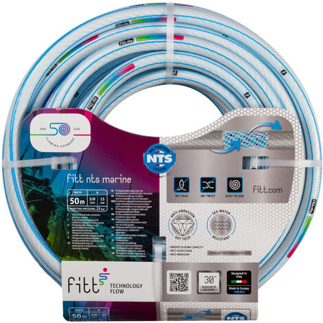 FITT NTS MARINE 5/8" 50m, Tuyau pour Nautique, pour Bateaux, Piscines et Installations Sportives. Pour Utilisations Intensives même avec Eau de Mer