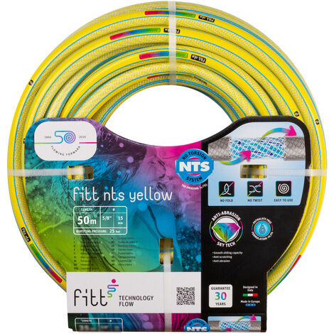 FITT NTS YELLOW 5/8" (15mm) 50 m - Tuyau d'Arrosage pour Jardins pour Utilisation Intensive, Robuste et malléable, pour Usage intensif