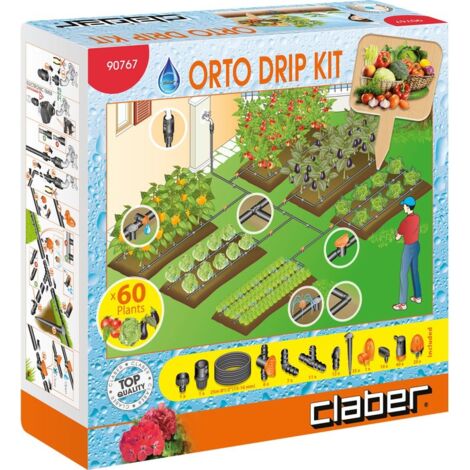 Claber Kit Potager pour réaliser installation d’arrosage goutte à goutte jusqu’à 60 plantes