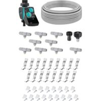 Claber – Kit de brumisation automatique 12 m – 9 brumisateurs en laiton – Programmateur Aquauno Mist – Refroidissement jusqu'à 6°C