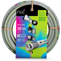 FITT NTS GREY 5/8" (15 mm) 20m Kit - Tuyau d'arrosage équipé pour Les Jardins, Robuste pour Usage intensif, avec Pistolet Multi-Jets et raccords