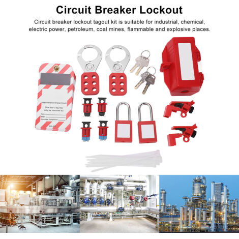 MEKOTRIN Lockout Tagout Kit für Elektrische Leistungsschalter Verriegelungs und Kennzeichnungssatz Sicherheitsvorhängeschloss Loto Haspel Set