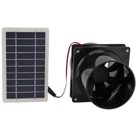 Eosnow 10 W 12 V solarbetriebener Abluftventilator für runde Rohre, ABS-Solarpanel-Belüftungsventilator-Set für Haustierhaus, Hühnerstall, Wohnmobil, Gewächshaus